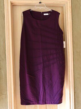 NWT Calvin Klein Plum Purple Sleeveless Sheath Dress Size 16W
